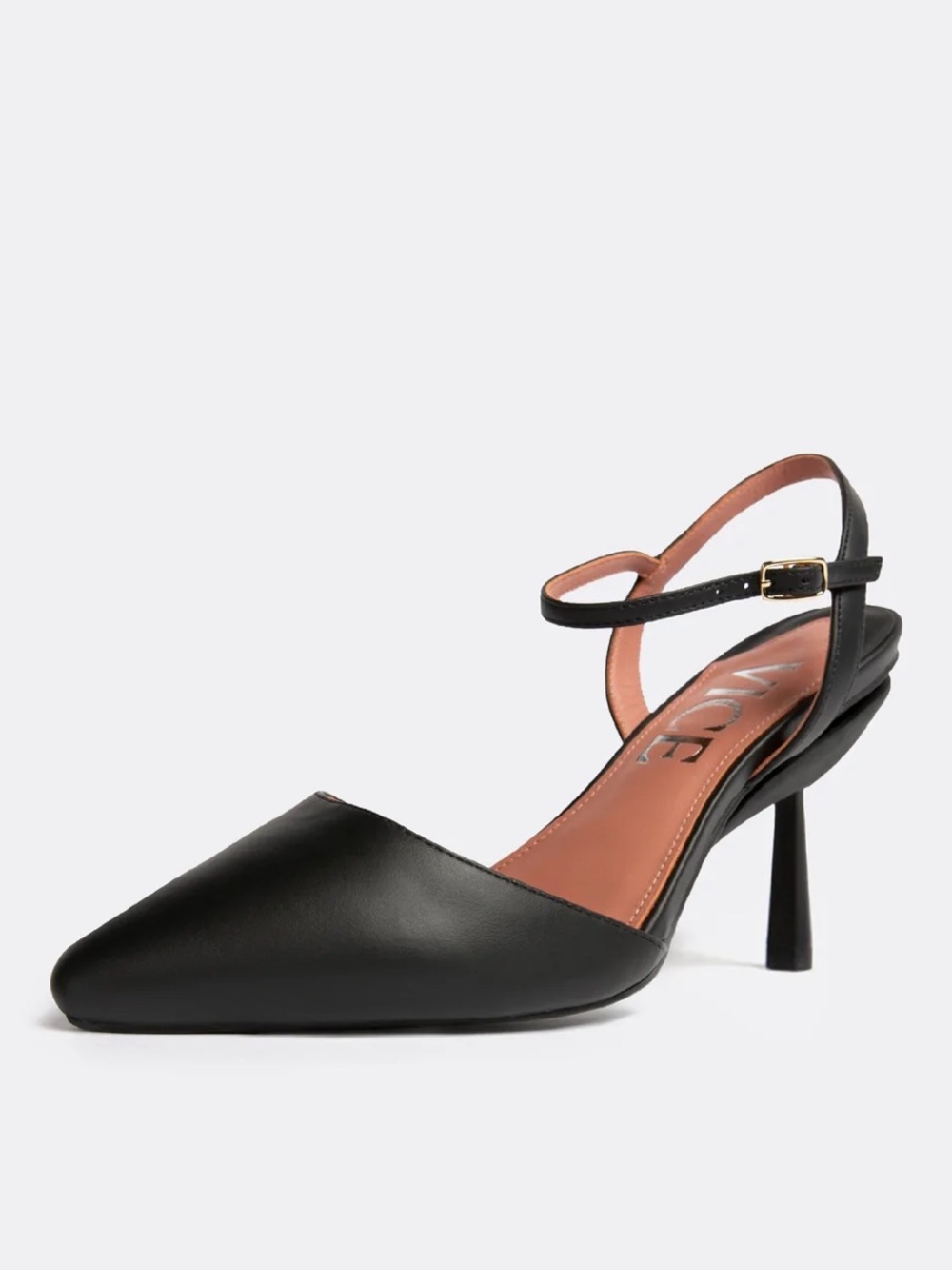 Vice Versa Everyday Classic Black Pointed Ankle-Strap Pump Heel